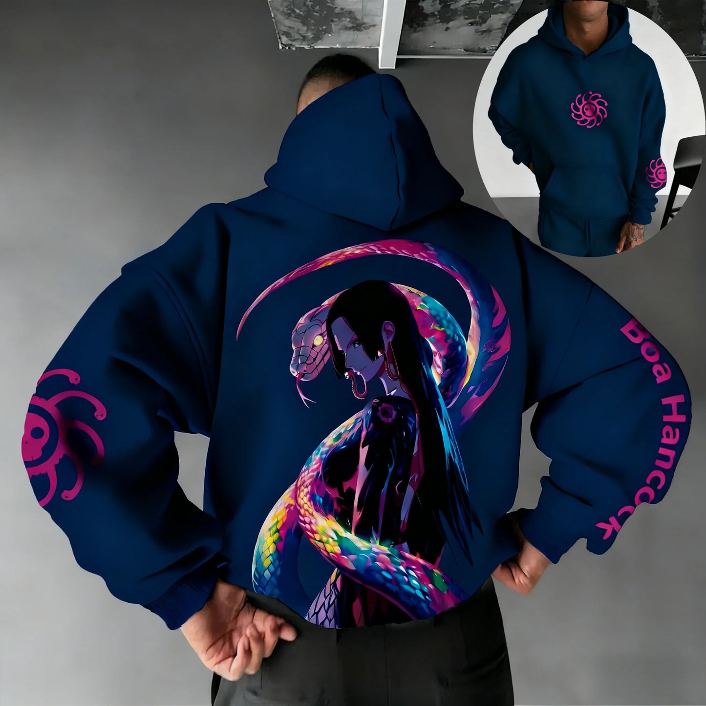 One Piece Men's Hoodie Sweatshirt Boa Hancock Japanese Anime Spring Autumn and Winter Boys Long-sleeved Parent-child Outfit