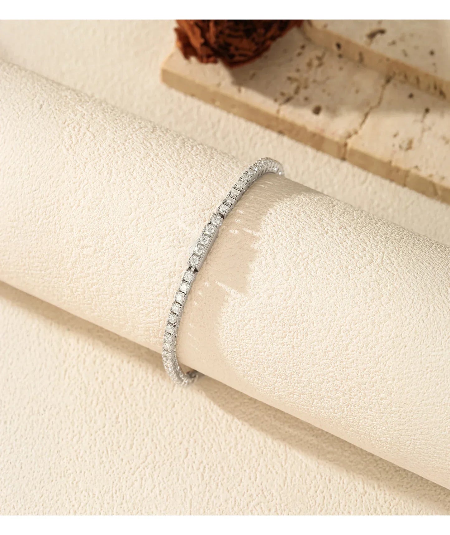 D VVS1 Moissanite Tennis Bracelet 925 Sterling Silver Single Row Classic with Box Bracelets for Women Man Fine Jewelry