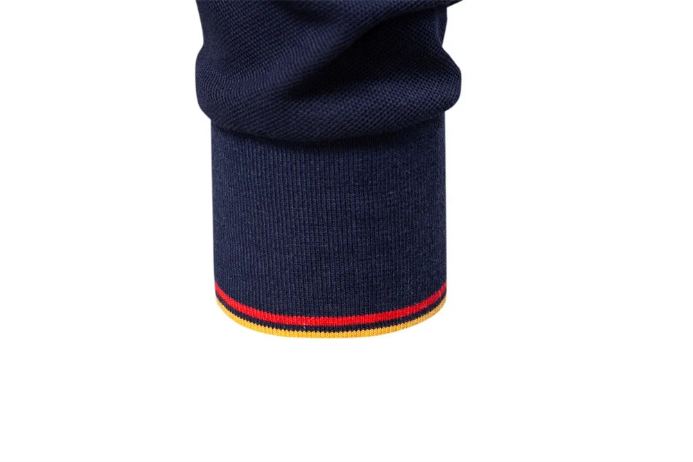 2025 New Men's Mock Neck Polo Shirts for Men Cotton Solid Color Long Sleeve Polo Desinger Social Luxury Touch Male
