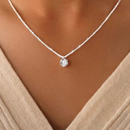 Real Moissanite Diamond 6 Prong Pendant Necklace 925 Sterling Silver Sparkling Cauliflower Chain for Women Wedding Fine Jewelry
