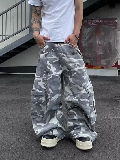 2026 Pantalones Y2K Streetwear Camouflage Baggy Cargo Jeans Pants For Men Clothing Wide Leg Oversize Long Trousers Moda Hombre