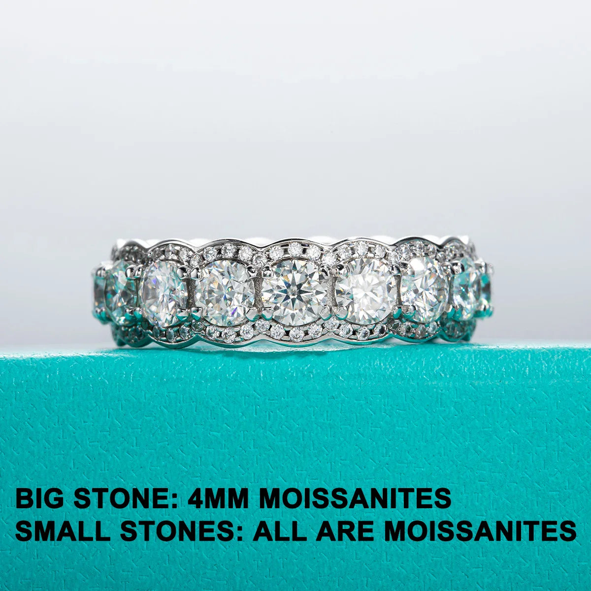 4mm 5.5cttw D Color Moissanite Wedding Band Ring 925 Sterling Silver Eternity Band  Rings For Women Jewelry Wholesale