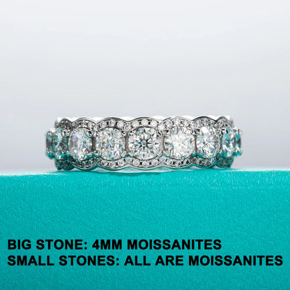 4mm 5.5cttw D Color Moissanite Wedding Band Ring 925 Sterling Silver Eternity Band  Rings For Women Jewelry Wholesale