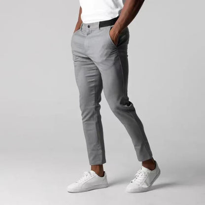 Casual Suit Pants Mens City Work Cotton Trousers Breathable Elastic Waist Pants Spring Autumn Solid Color Slim Versatile Pants