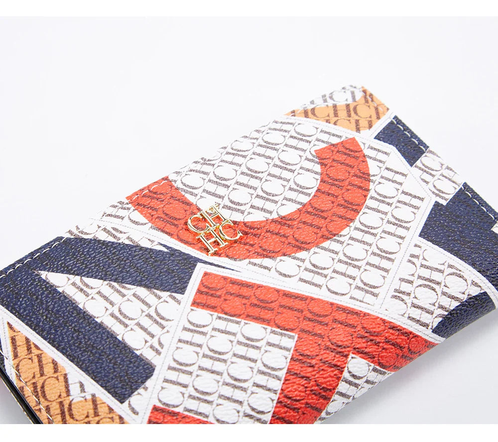 Women's Wallet CHCH Fashion Letter Cartoon Pattern Classic Retro Long Storage Wallet PVC Material Bag