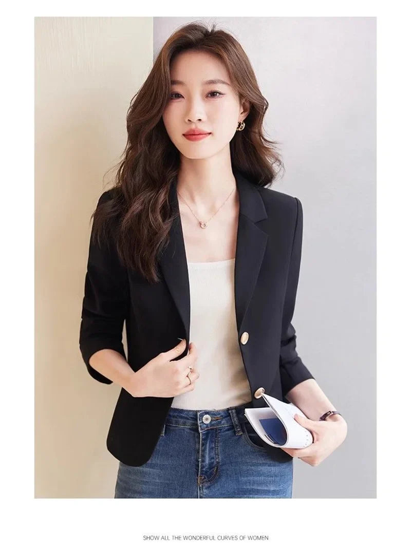 Advanced Sense Temperament Slim Small Blazers New Spring Autumn Short Women Jacket Casual Coffee Suit Coat Female Blazer Outwear