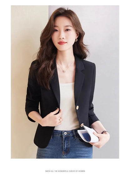 Advanced Sense Temperament Slim Small Blazers New Spring Autumn Short Women Jacket Casual Coffee Suit Coat Female Blazer Outwear
