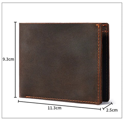 Crazy Horse Leather Men's Wallet Short Retro Cowhide Business Casual Mens Wallets Coin Purse