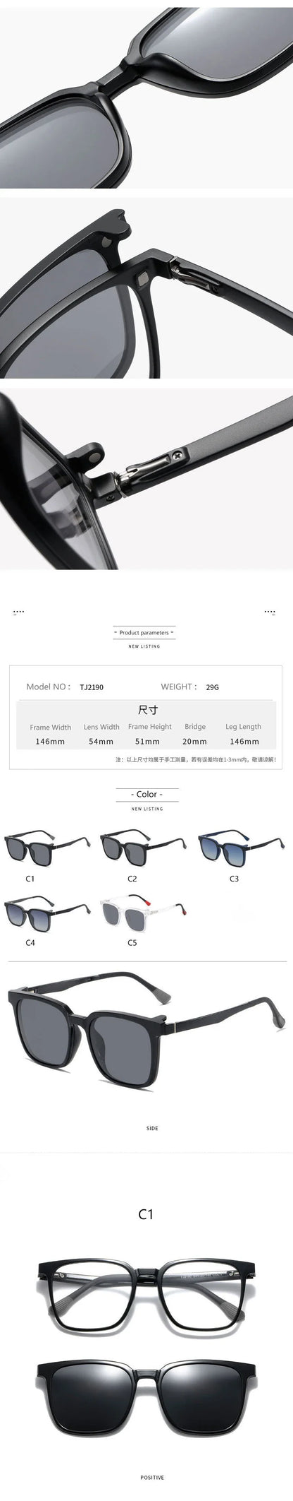 NEW IN Magnetic Clip on Optical Myopia Glasses For Men Women Polarized Sunglasses Prescription Reading Glasses TJ2190