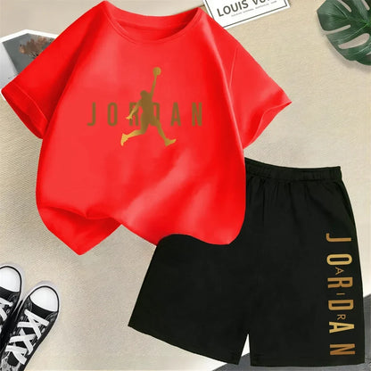 Summer Brand Sport Printed Children's Set Short Sleeve T-shirt Set Shorts 2pcs Set Kids Boy Girl Fashion Clothing Outfits