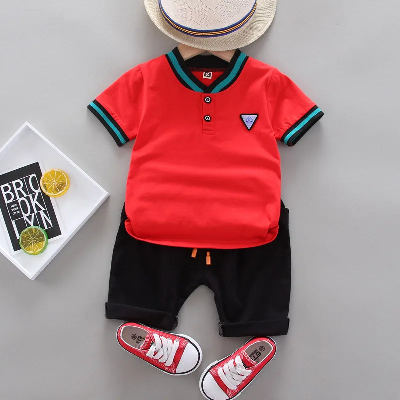 Summer Cotton Baby Boys Short-sleeved Suits Fashion Toddlers Girls Polo Clothing Suits Casual