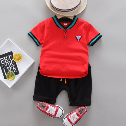 Summer Cotton Baby Boys Short-sleeved Suits Fashion Toddlers Girls Polo Clothing Suits Casual