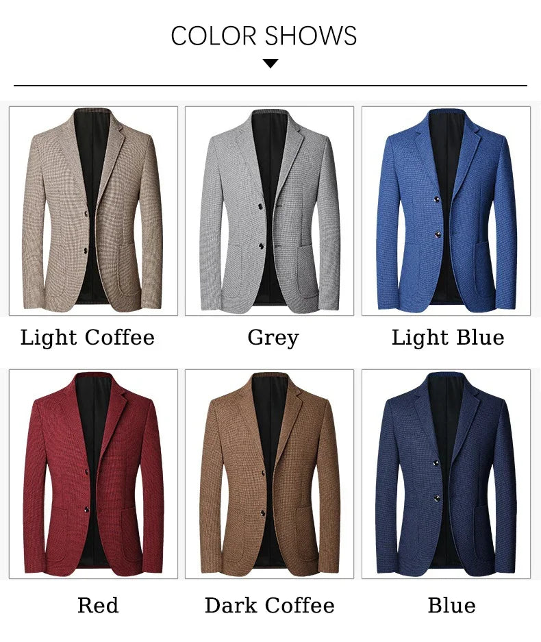 Brand 2026 Spring Elegant Blazer for Men Long Sleeve 2 Button Wedding Party Easy Care Business Blazers Suits Men
