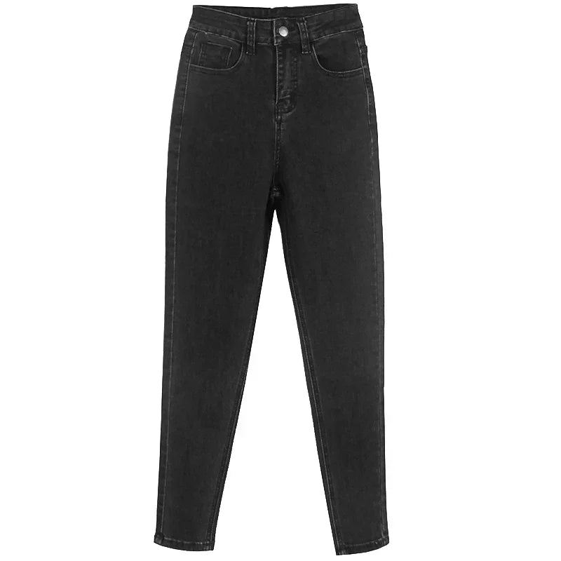 Women Jeans Retro High Waist Stretch Pencil Denim Pants Elastic for Woman Female Trousers Autumn Winter Ladies