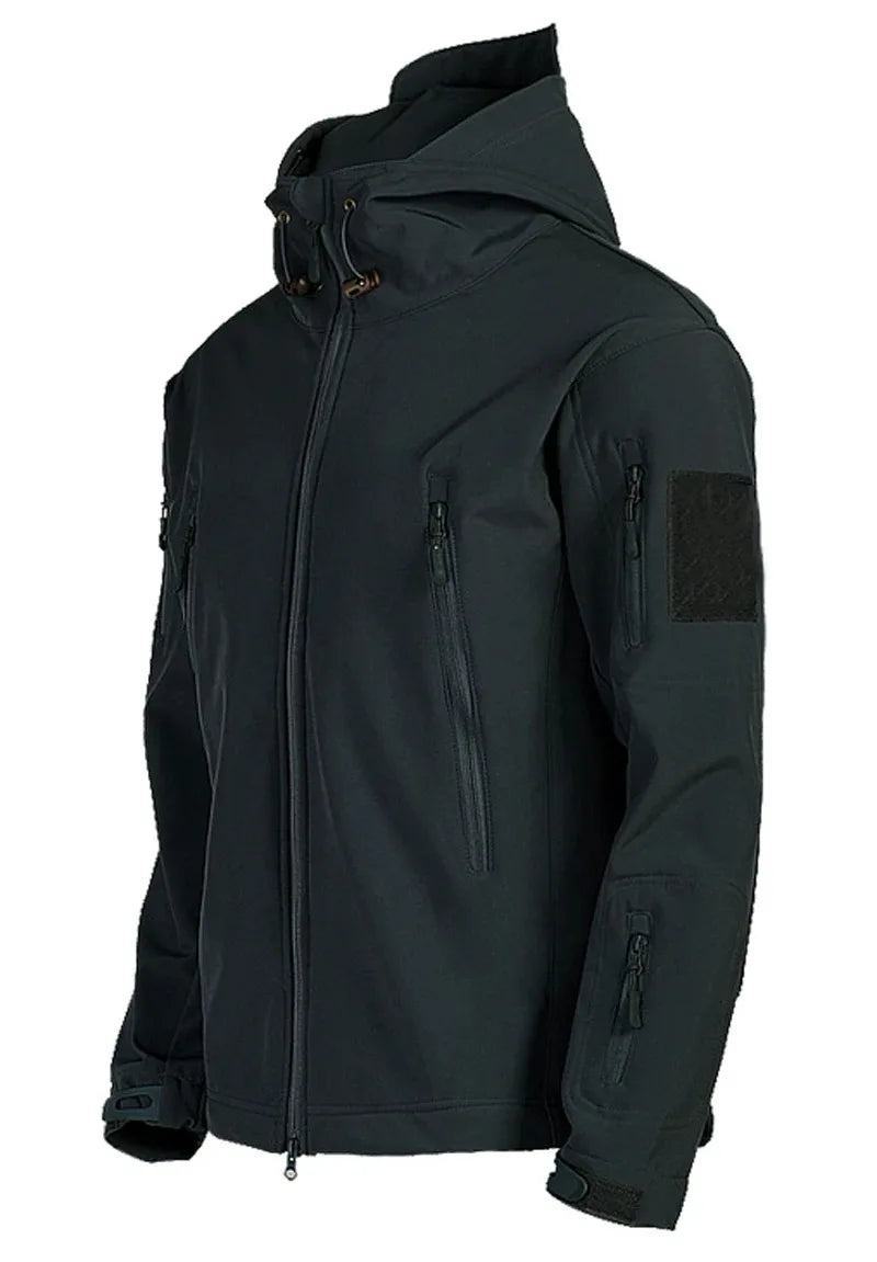 Men's Hooded Casual Military Outdoor Utility Jacket Fashion Sharkskin Soft-Shell Tactical Waterproof Combat Bomber Jacket