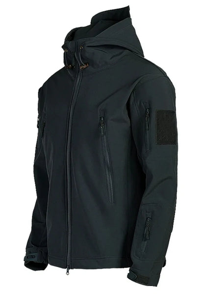 Men's Hooded Casual Military Outdoor Utility Jacket Fashion Sharkskin Soft-Shell Tactical Waterproof Combat Bomber Jacket