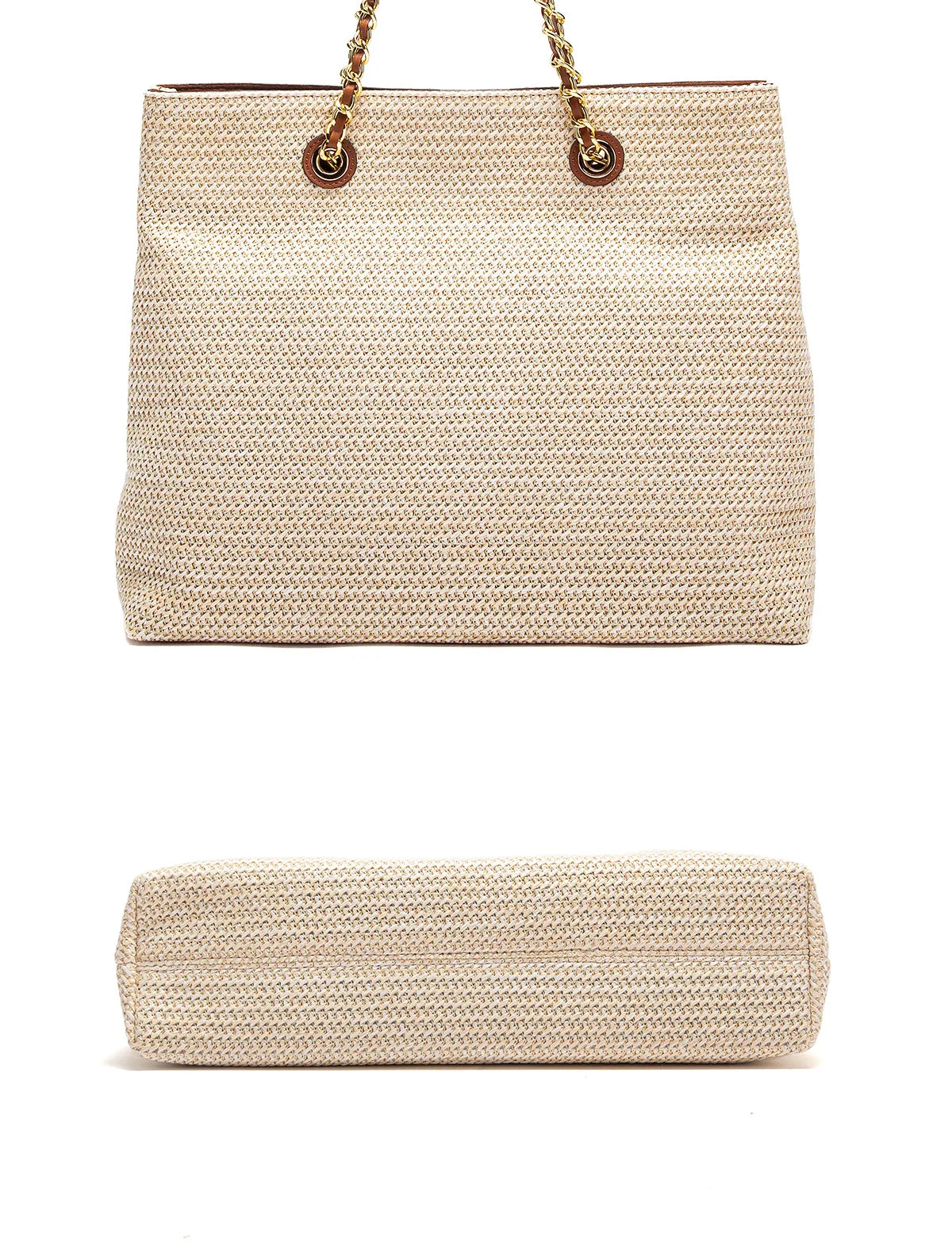 Fashion Classic Retro Stripe Women's New Chain Bag Large Capacity PP Material Women's Shoulder Bag