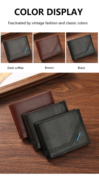 Homme court bifold en faux cuir masculina billetera porte-cartes d'identité porte-monnaie pochette couleur unie hombre business mince