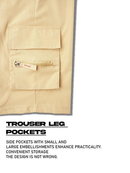 2026 Male Cargo Shorts Elastic Waist Cycling Shorts Multi-pockets Loose Work Short Pants Outdoor Sport Printed Casual Shorts