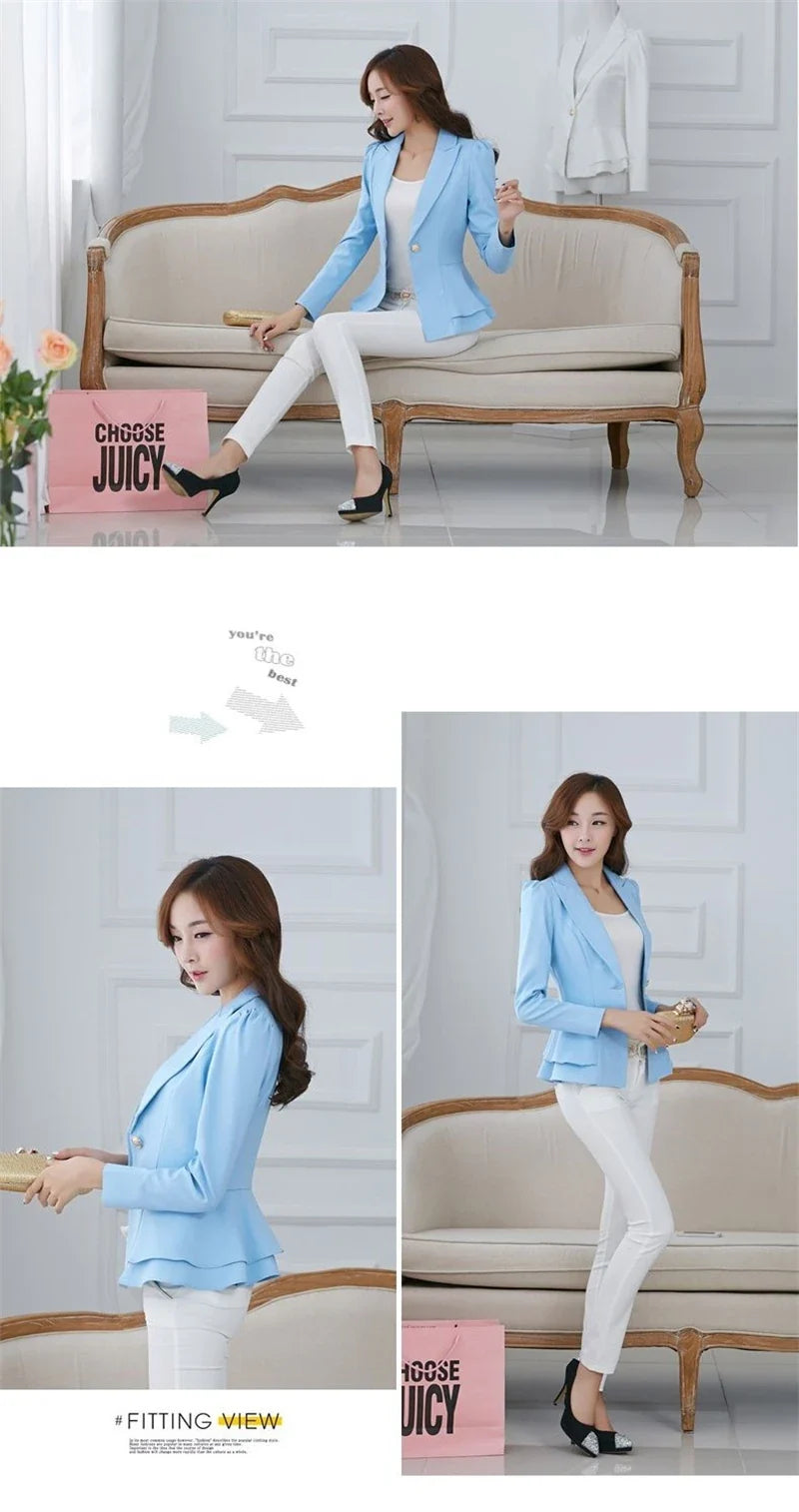 Women's Blazer 2025 New Long Sleeve Blazers Pockets Jackets Coat Slim Office Lady Jacket Female Tops Suit Blazer Femme Jackets