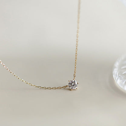 925 Sterling Silver 18k Gold Plated Necklace Single Sparkling Zircon Clavicle Chain for Women Wedding Jewelry collares