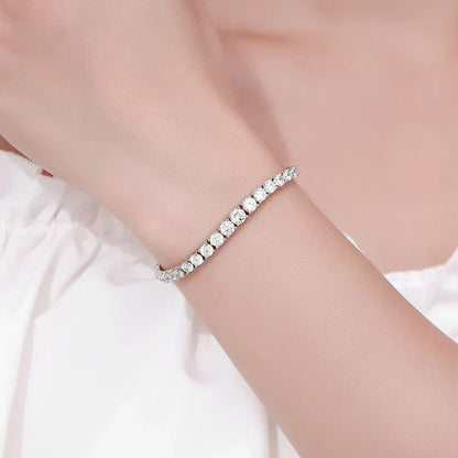 100% 925 Sterling Silver Gradient Size Moissanite Tennis Bracelet For Women Diamond Bangle Luxury Fine Jewelry Gift