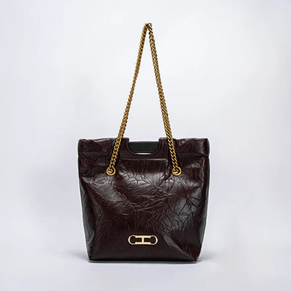 Body Design Solid Color Large Capacity Fashionable New Product Women's Shoulder Bag Chain Shoulder Strap Unique Folded Bag