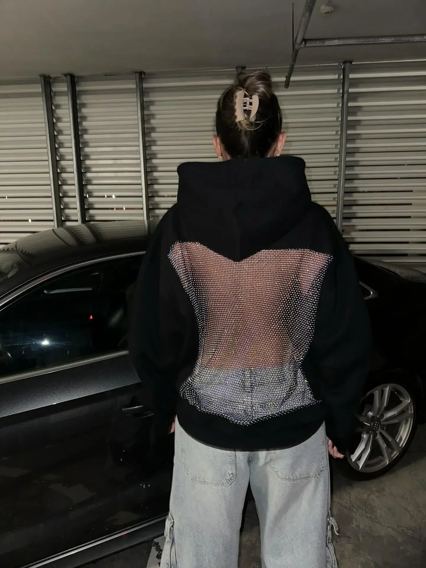 Women Transparent Mesh Hoodie Fashion Hollow Pullover Lightweight Long Sleeve Sweatshirt for Daily and Streetwear Style