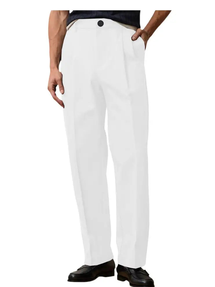 Men's Wide Leg Pants  Loose Fit Straight Leg Suit Trousers High Waist Pleated Business Office Formal Casual Men's Dress Pants