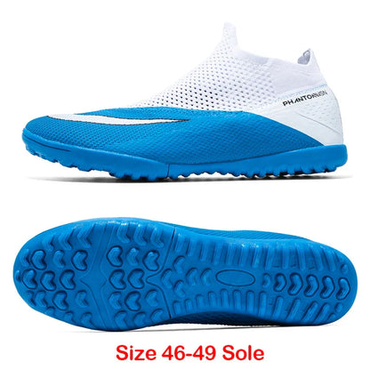 Big Size 49 48 Slip On Soccer Shoes Unisex Long Spike AG/TF Artificial Football Shoes Indoor Anti-slip Training Sport Boots