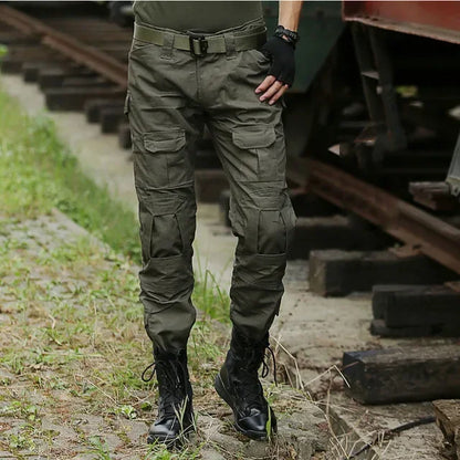 Men's Fashion Outdoor Hiking Overalls Pants Camouflage Tactical Pants Hunting Uniform Fighting Multi-Pocket Trousers