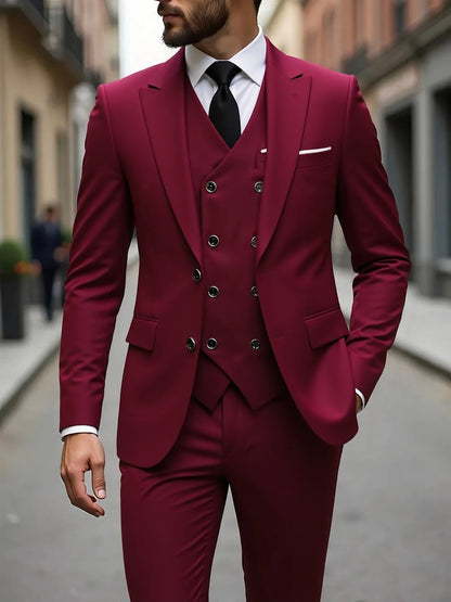 Four Seasons Wedding Groom Suit Big Size Business Formal Slim Fit Korean Style Three Piece Set Mens Tuxedo