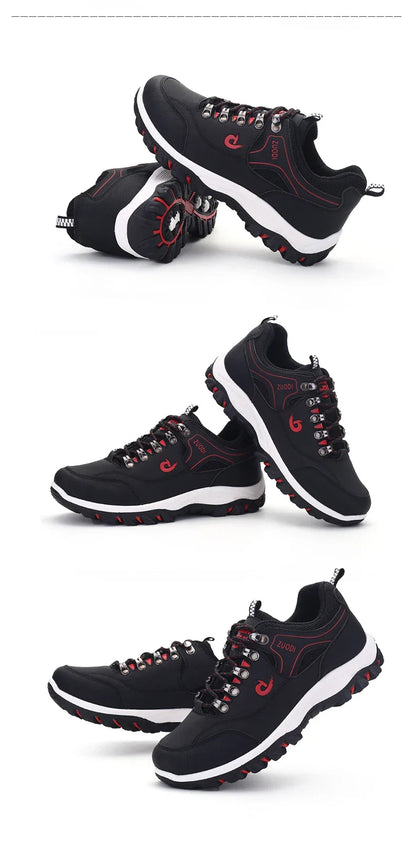 Men's Hiking Shoes Waterproof Leather Outdoor PU Shoes Wear-resistant Men Trekking Walking Hunting Tactical Sneakers