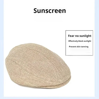 Big Size Summer Linen Solid Newsboy Caps Men and Women Painter Beret Hats  Adult Casual Ventilate Sunprotection Advancing Hat