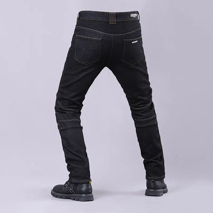 Men's Winter Biker Jeans Motocycle Denim Pants Male Stretch Original Long Trousers Off-road Protection Pants Plus Size 5XL