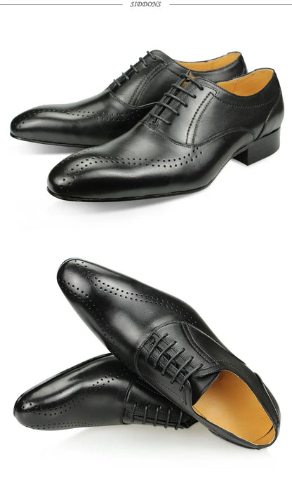 Leather Shoes Men's Pointed Toe Four Seasons Leather Shoes Business Formal Shoes Patent Bright Leather Low-top Shoes Black