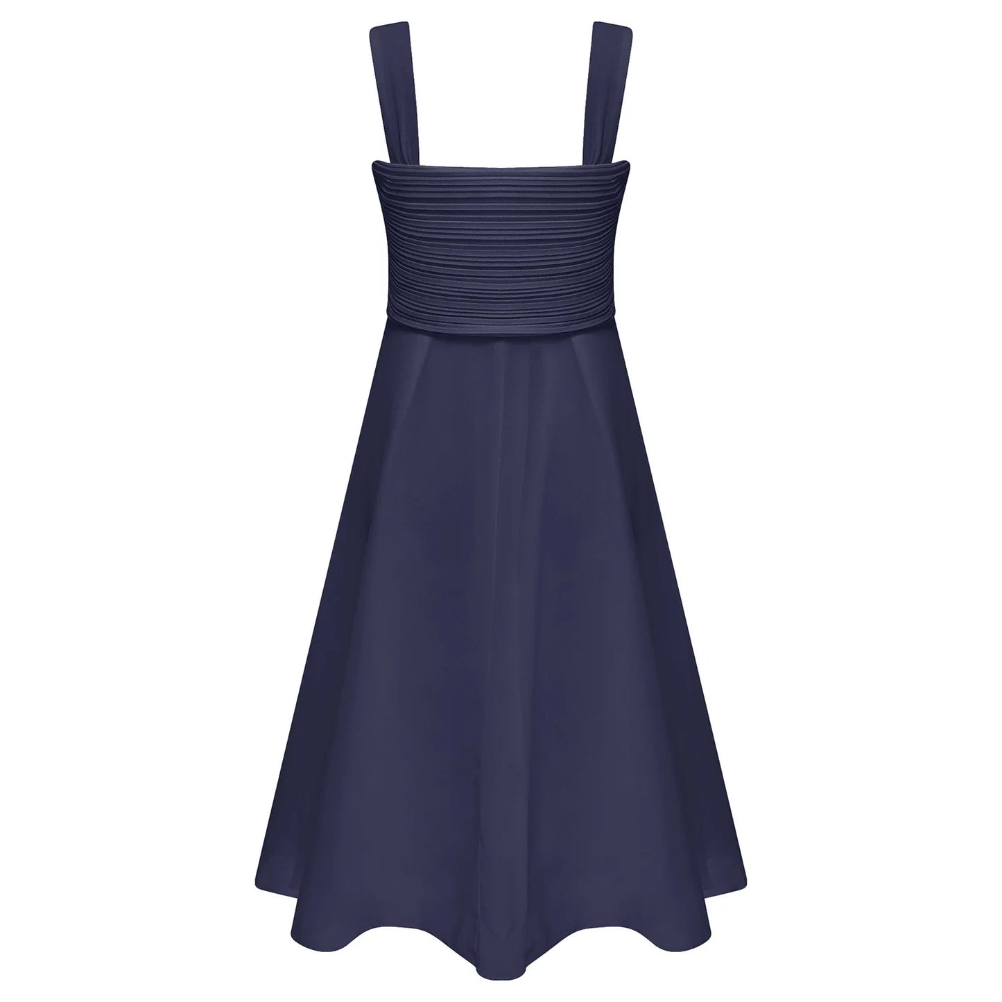 Summer Fashion Flower Girls Dress Wedding Birthday Party Kids Chiffon Dress Sleeveless Ruched Bodice Elegant Princess Dress
