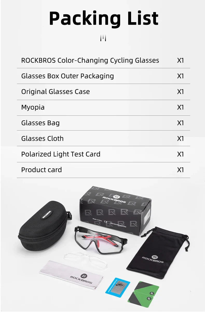 Photochromic Cycling Glasses Outdoor Sports UV400 Goggles Sunglasses Bicycle Sports Eyewear Running Fishing Glasses
