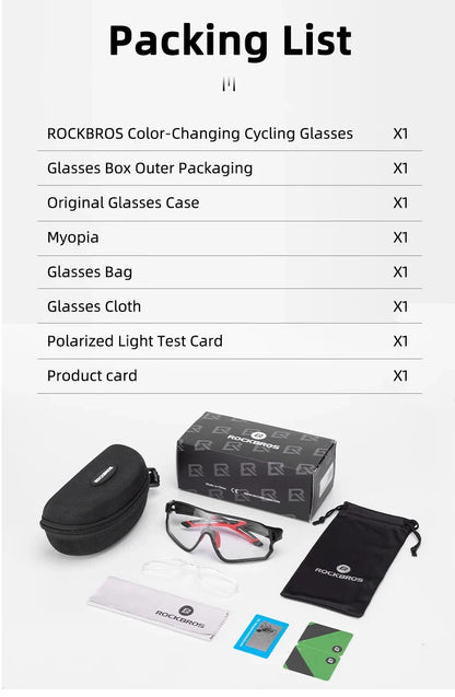 Photochromic Cycling Glasses Outdoor Sports UV400 Goggles Sunglasses Bicycle Sports Eyewear Running Fishing Glasses