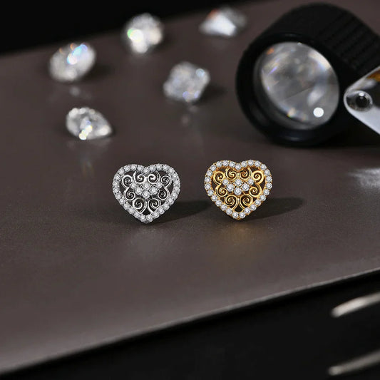 Luxury Heart Shape All Moissanite Earrings for Women D VVS1 Color s925 Sterling Silver Fine Jewelry Mother's Day Gifts