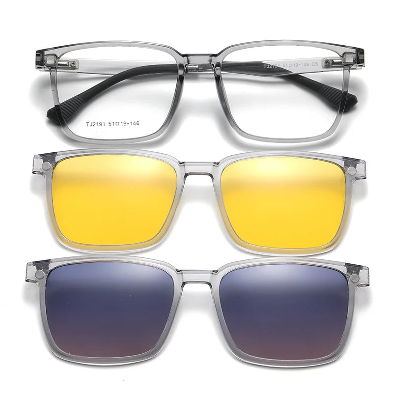 Flip-up Magnetic Clip-on Prescription Glasses Men Women TR90 Polarised Myopia Sunglasses Night Vision Reading Glasses 2191