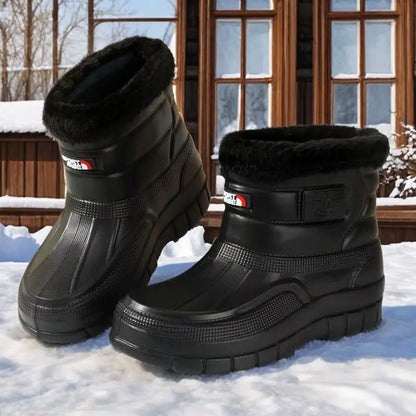 40-45 Men Rain Boots Winter Waterproof Shoes Ankle Snow Botas Plush Thick-soled Anti Slip High Top Zapatos Water Warm Footwear 1