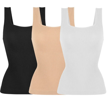 3PCS Square Neck Shapewear Tank Tops for Women Shapewear Tank Tops for Women Compression Tanks Body Shaper Camisole Cami Tops