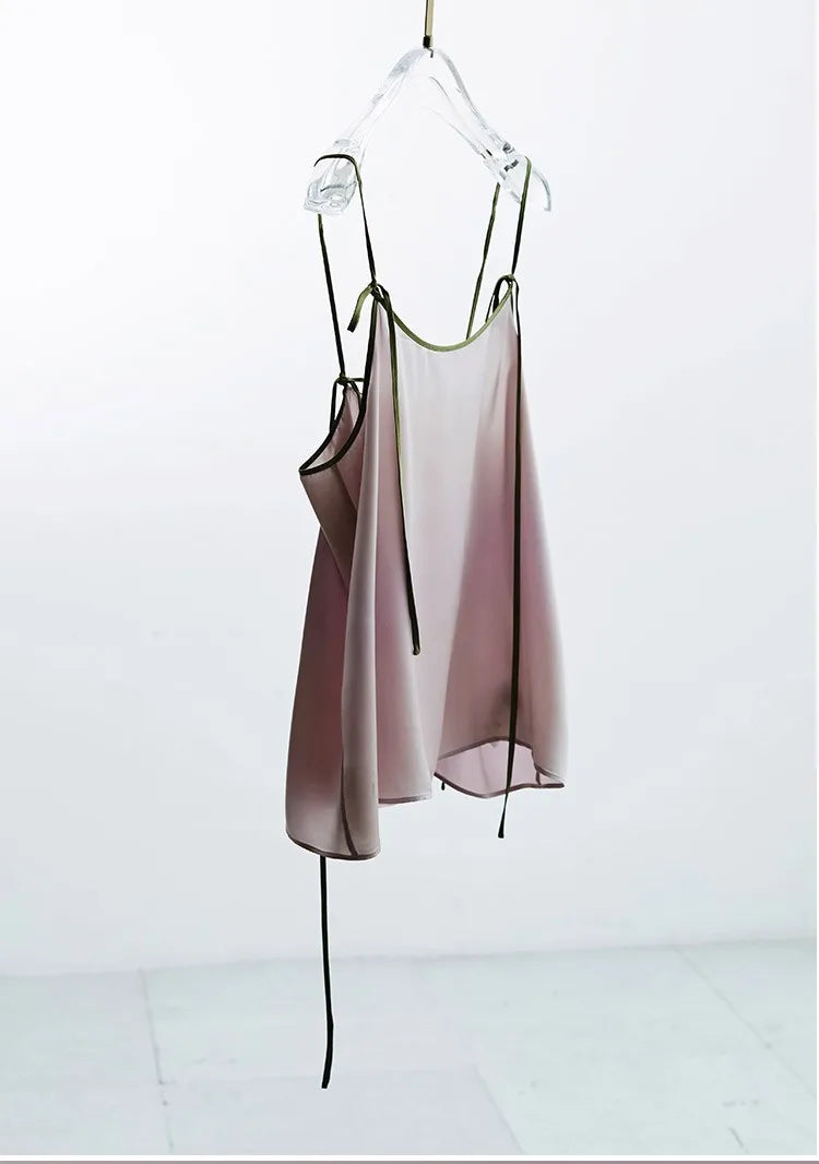 2026 Summer Women's 100% Mulberry Silk Satin Camisole with Adjustable Straps Loose Top