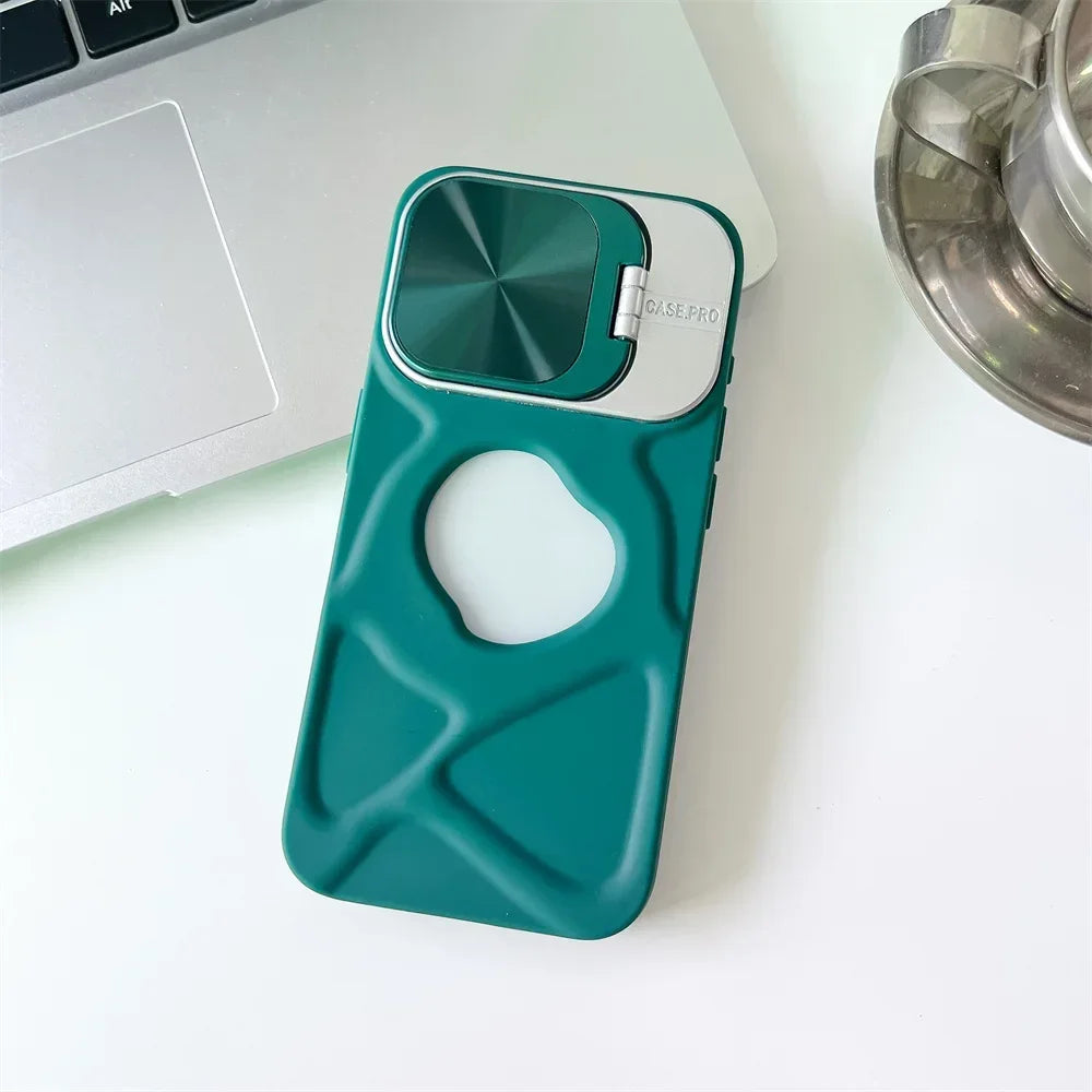 حافظة مغناطيسية بتصميم شعار أنيق لهواتف iPhone 11 12 13 14 15 16 Pro Max Plus، غطاء سيليكون ناعم واقٍ للعدسة قابل للطي مع MagSafe