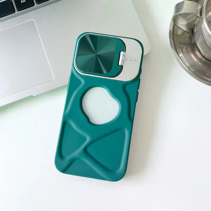 حافظة مغناطيسية بتصميم شعار أنيق لهواتف iPhone 11 12 13 14 15 16 Pro Max Plus، غطاء سيليكون ناعم واقٍ للعدسة قابل للطي مع MagSafe