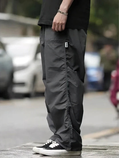 Outdoor Waterproof Parachute Pants Men Casual Baggy Wide leg Motorcycle Pants Streetwear Sport Jogger Sweatpants Trousers