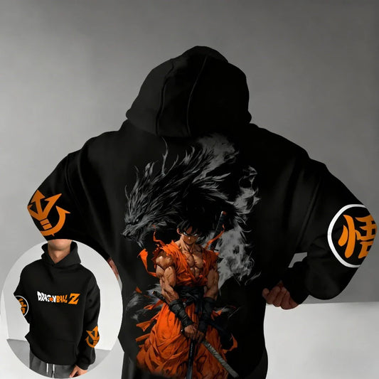 DRAGON BALL Men's Hoodie Sweatshirt Son Goku Anime Spring Autumn and Winter Boys Cotton Long-sleeved Brand Parent-child Outfit