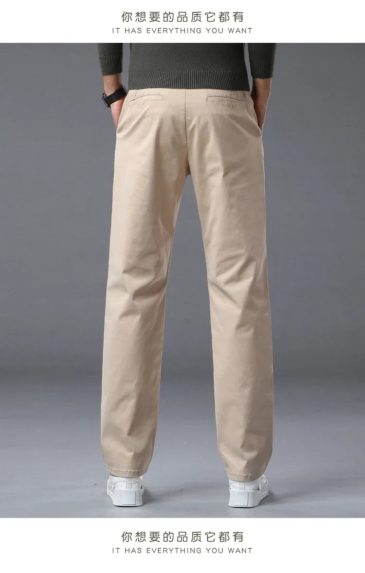 190 Cm Tall Men's Pants Summer Straight Chino Trouser Male Stretch Cotton Office Work Extra Long Leg Length 115 110cm Lengthed
