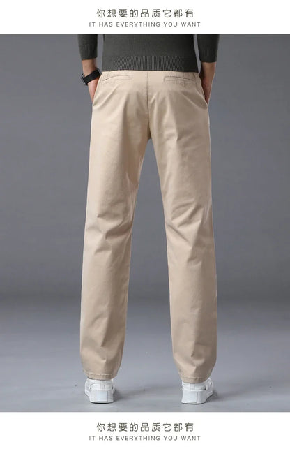 190 Cm Tall Men's Pants Summer Straight Chino Trouser Male Stretch Cotton Office Work Extra Long Leg Length 115 110cm Lengthed